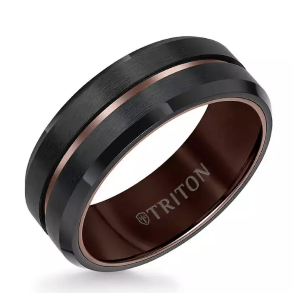 8MM Tungsten Carbide Ring/Black and Espresso